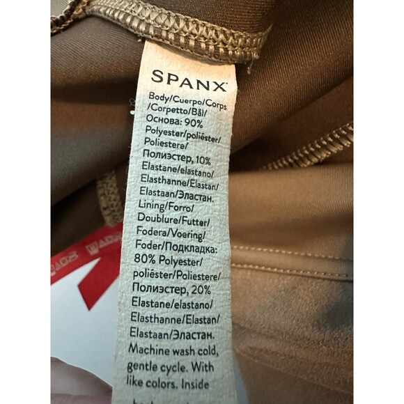 SPANX Faux Suede Tan Taupe Skinny Pull On Stretch Pants Leggings Women's LARGE - Picture 6 of 11
